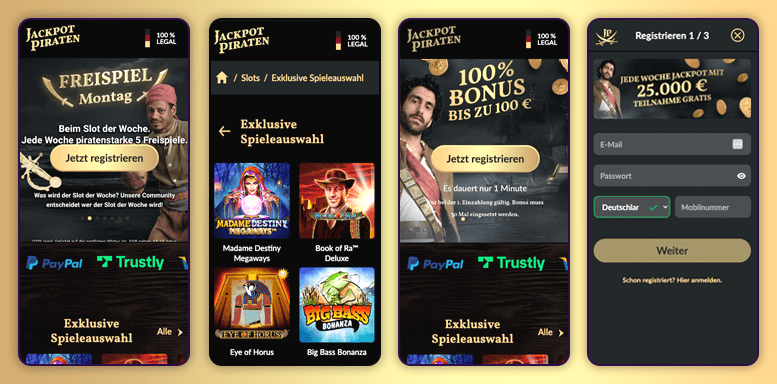 Screenshot der JackpotPiraten App auf einem Smartphone